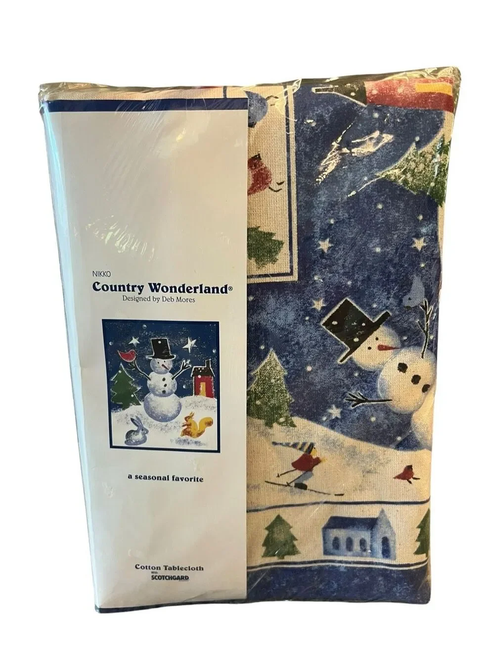 Vintage NIKKO Winter Wonderland® Cotton Scotchgard Tablecloth Snowman christmas